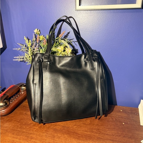 Urban Expressions Large Black Leather Tote Bag NWOT- never used - Picture 2 of 6